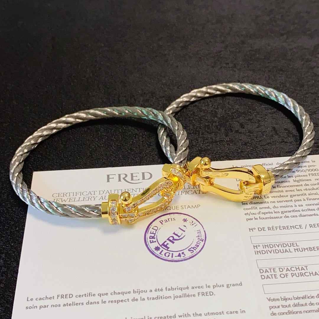 FEM20 designer bracelet luxury jewlery designer for women Fred Horseshoe buckle bracelet with stone and no stone and full of stone 3 styles