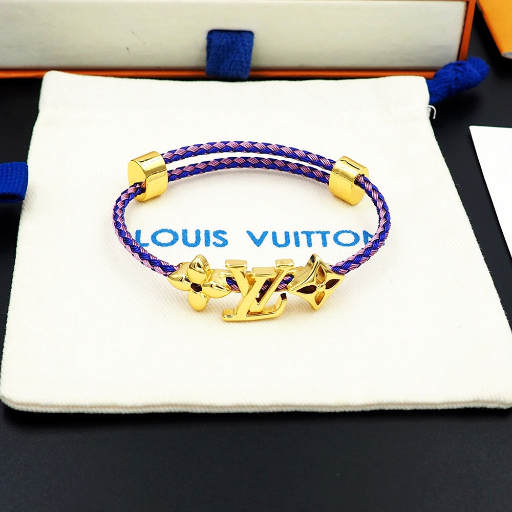 LEM388  New Fashion Open Flower Bracelet Metal Letter Wristband Bracelet Couple Accessories for Woman