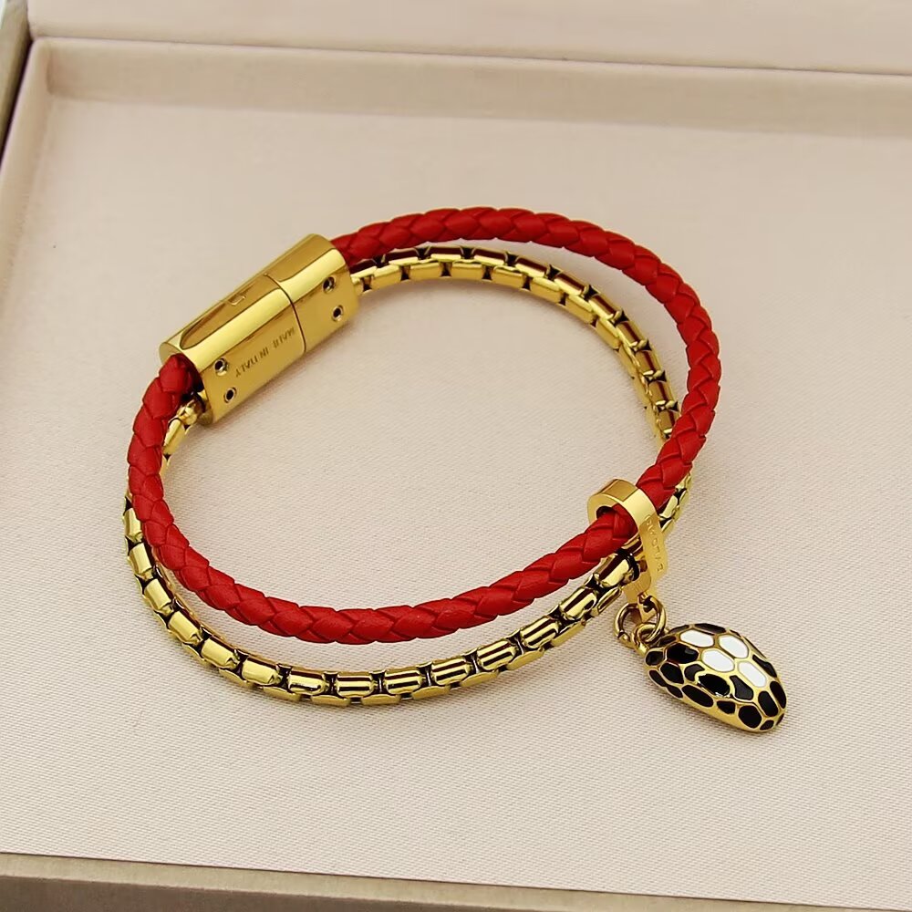 BEM30 Luxury Designer Jewelry Leather 18K Gold Plated Stainless steel women men Bracelets bangles Wedding Gifts
