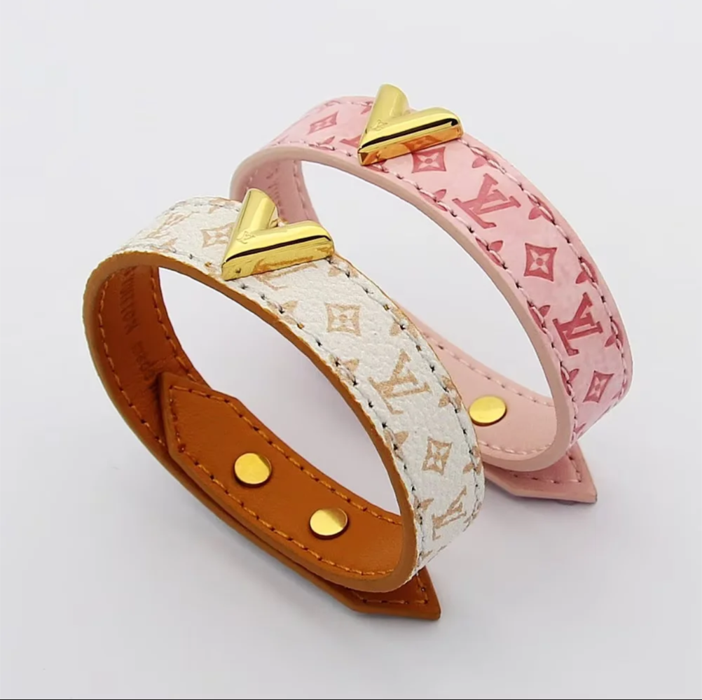 LEM519 Luxurious designer jewelry leather 18K gold-plated stainless steel bracelet gift option