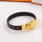 LEM402 New Fashion Open Flower Gold Color Bracelet Metal Letter Wristband Bracelet Couple Accessories for Woman