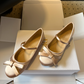 CEM298 New satin low-heeled Mary Jane shoes - Butterfly knot flat style fashionable and gentle women's shoes The color is exquisite and it is an excellent gift choice
