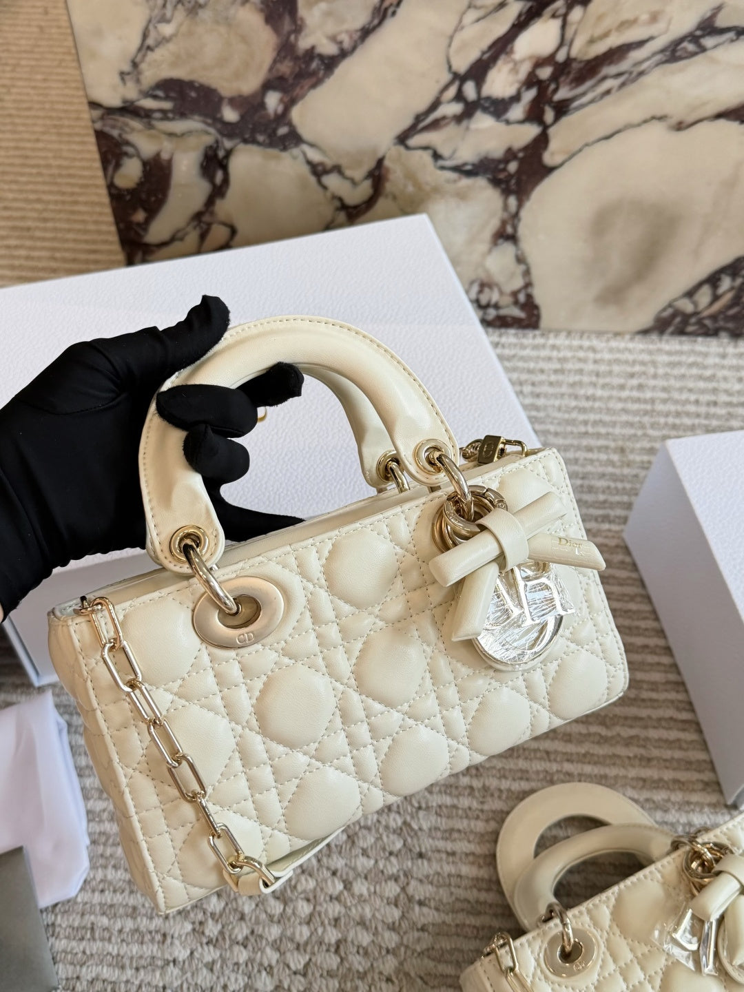 DEM302 New Designer Classic diamond-patterned bow handbag black white pink color women bag