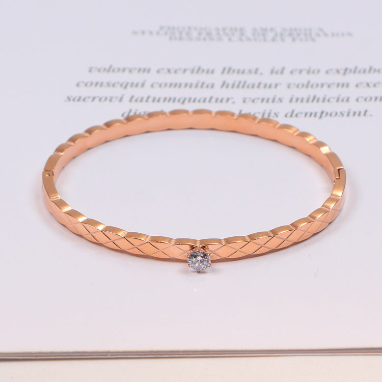 CEM188  Fashion  Stainless Steel 3 Color Bracelet with Stone Gold Silver Color Bracelet Bangle Bague Femme for Woman Gift