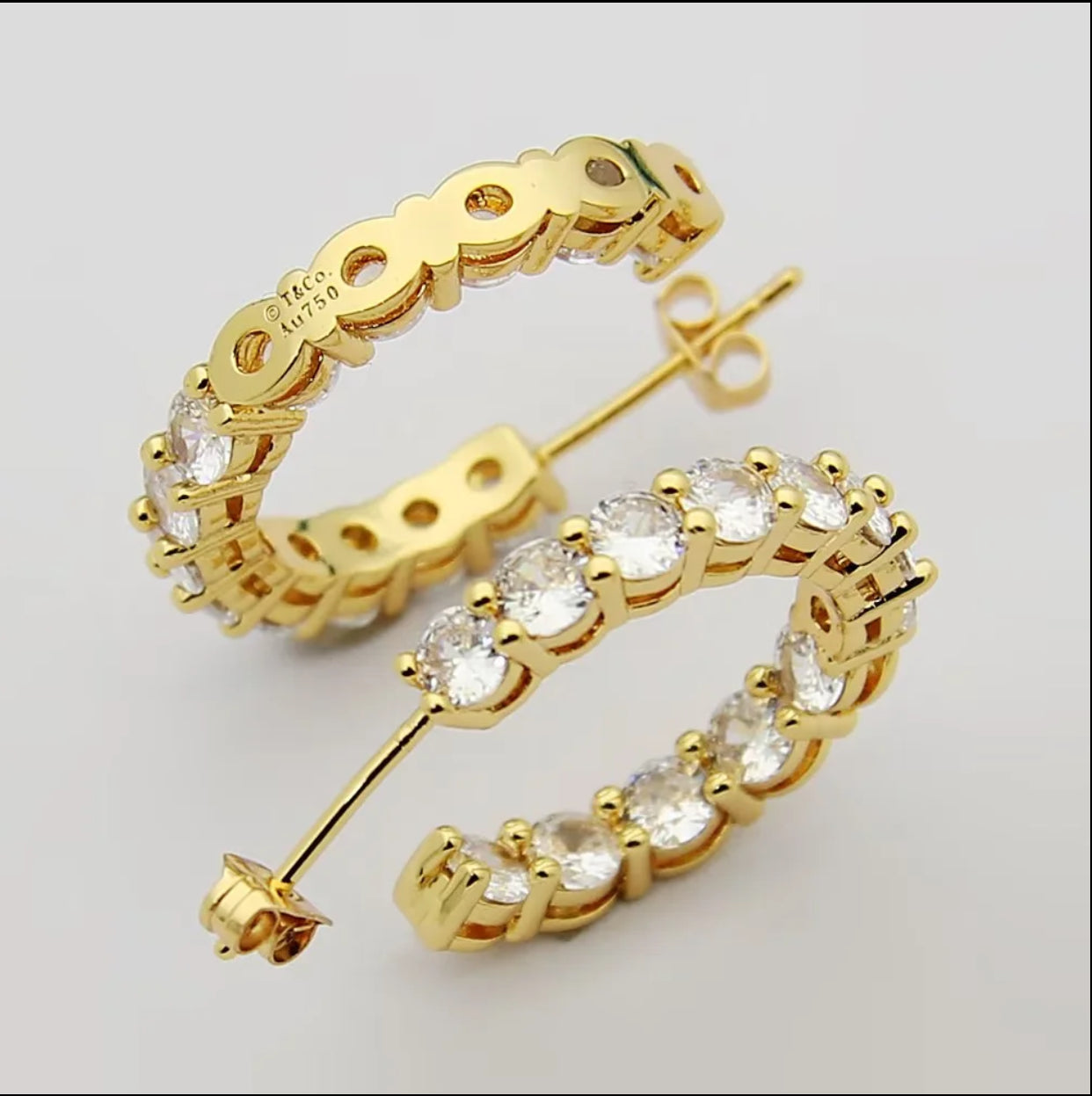 TEM27  Titanium Steel Single-row Drill Stud Earring Designer 18K Gold Stud Earring  Women  Love Promise Jewelry