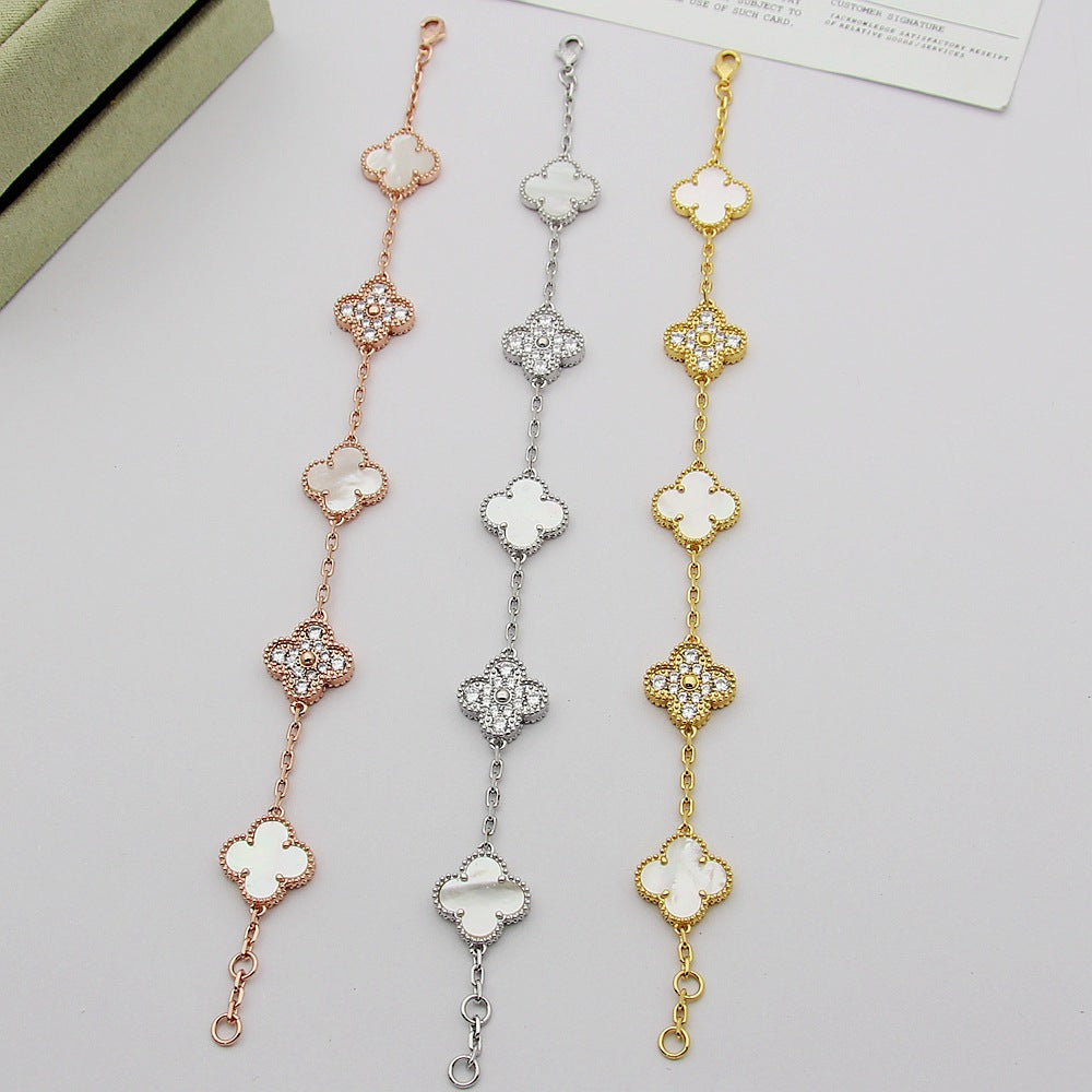 VEM32 Hot Sale Fashion 18k Akin Gold 4 Flowers Bracelet&bangle for Woman Size Jewelry Gift