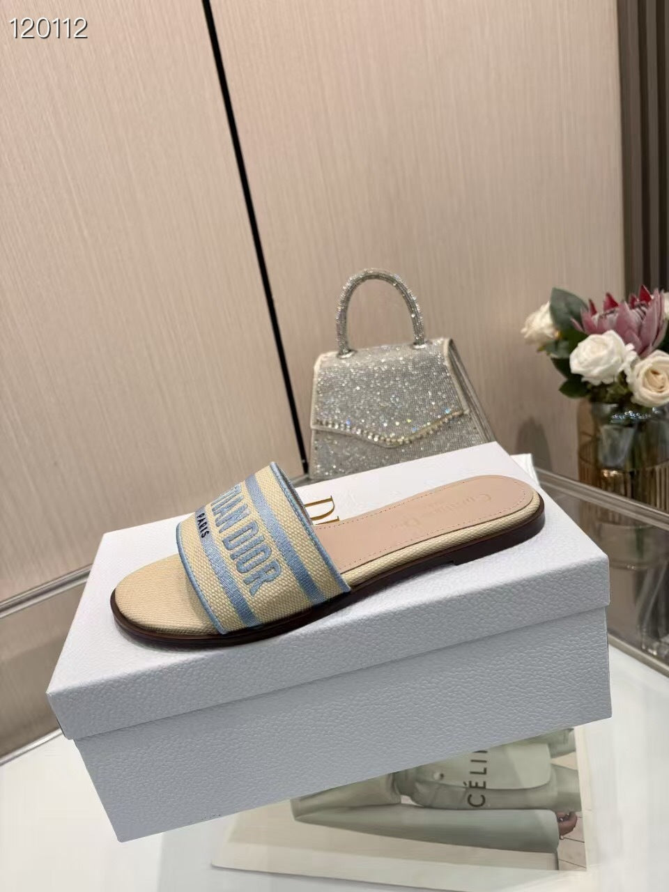 DEM345 Designer women Slippers red blue color sandals shoes for women high quality size 35 to 43