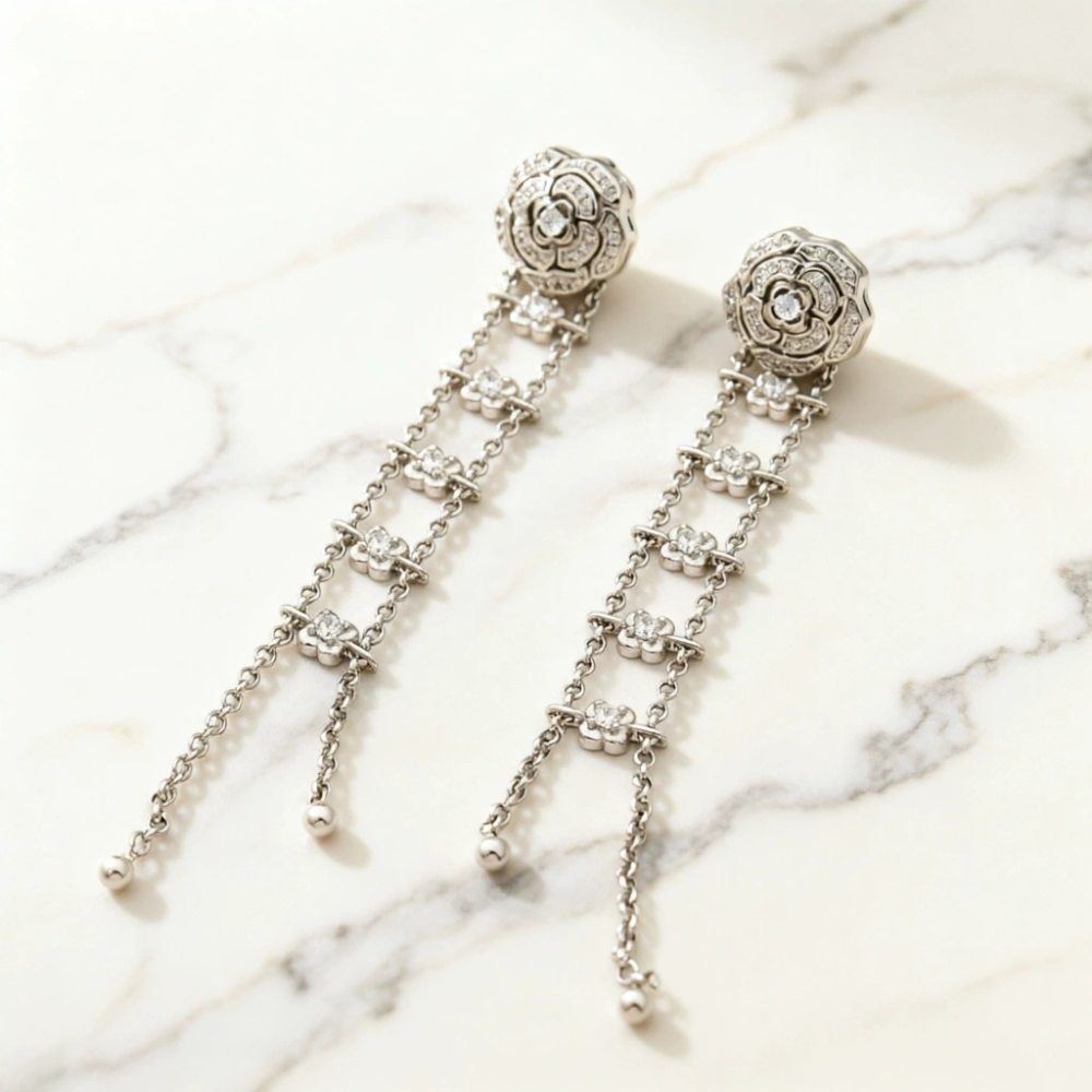 CEM287 New Arrive Silver Gold Color Rose Gold Earring Fashion Design Earring Charm for Women Jewelry  9.5cm Long