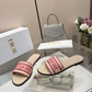 DEM345 Designer women Slippers red blue color sandals shoes for women high quality size 35 to 43