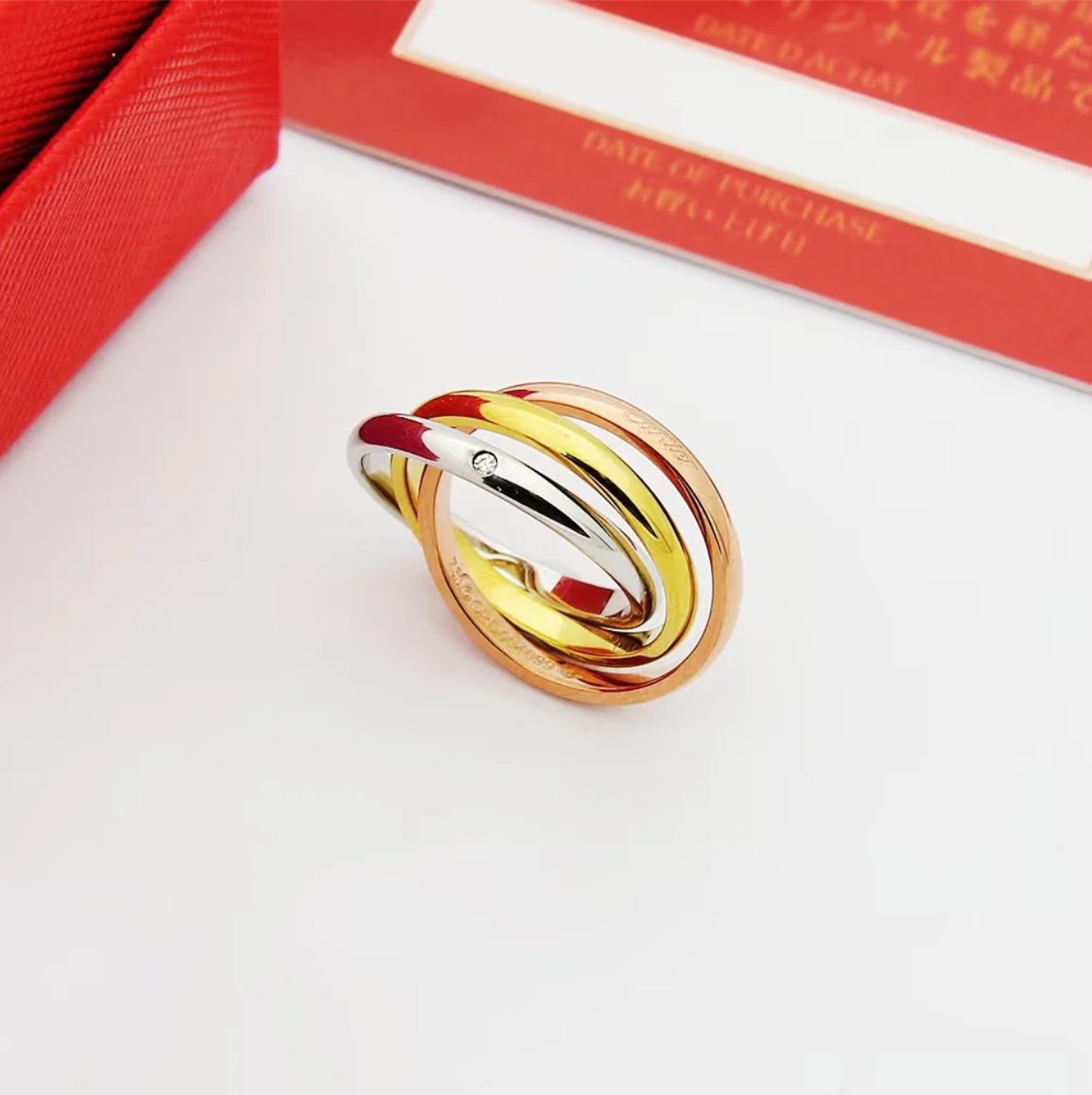 CREM207 Titanium Steel Love 3Rings with Stone for Women Men Couples Wedding Rings Bands Bague Femme