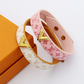 LEM519 Luxurious designer jewelry leather 18K gold-plated stainless steel bracelet gift option