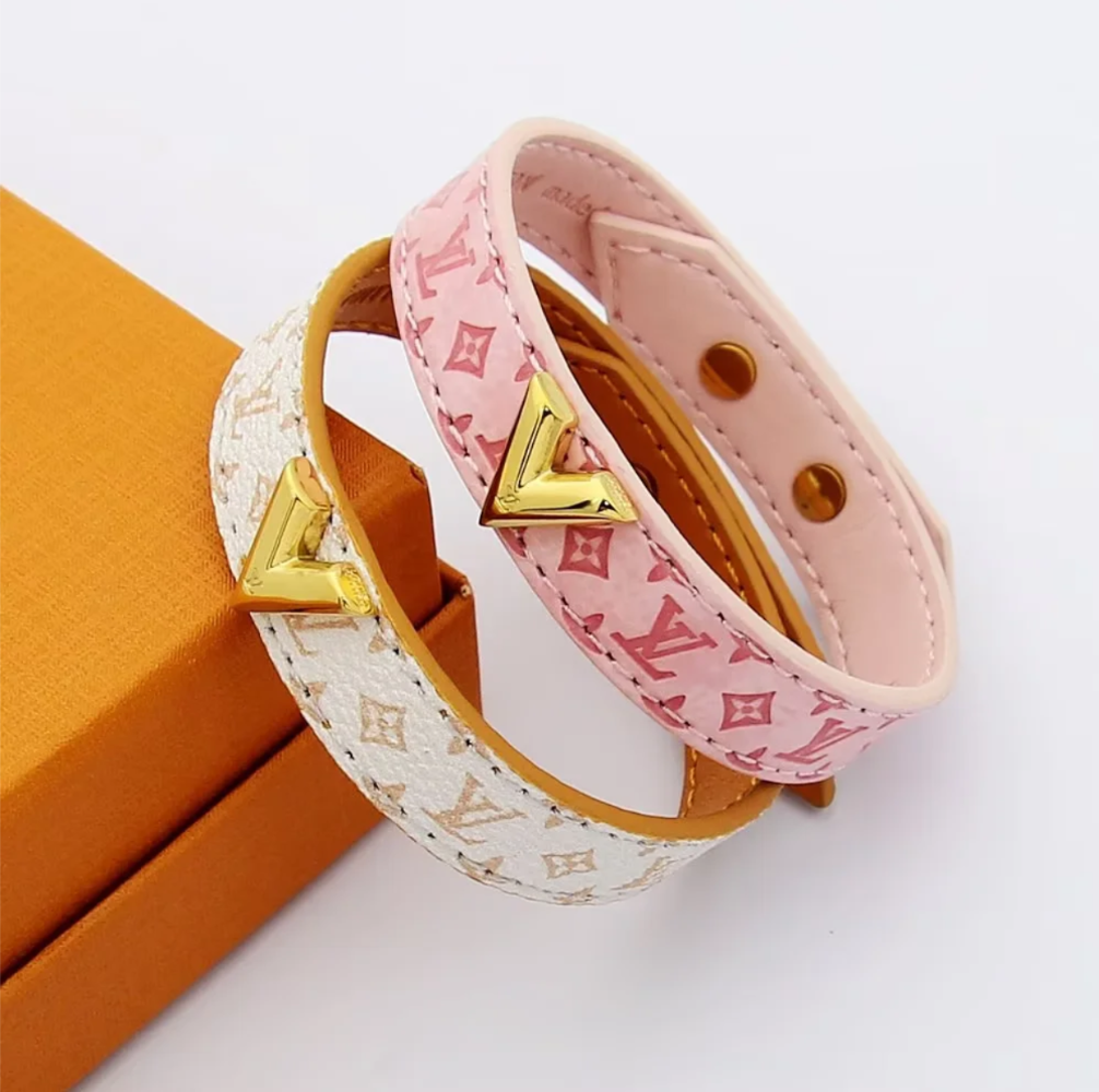 LEM519 Luxurious designer jewelry leather 18K gold-plated stainless steel bracelet gift option