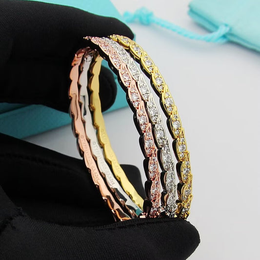 TEM45New arrive fashion gold silver rose color bracelets for woman beautiful jewelry to choose gift
