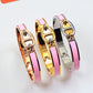 HEM75 Stainless Steel Wedding gold silver color Pig nose enamel bracelet bangle Bague Femme for woman gift