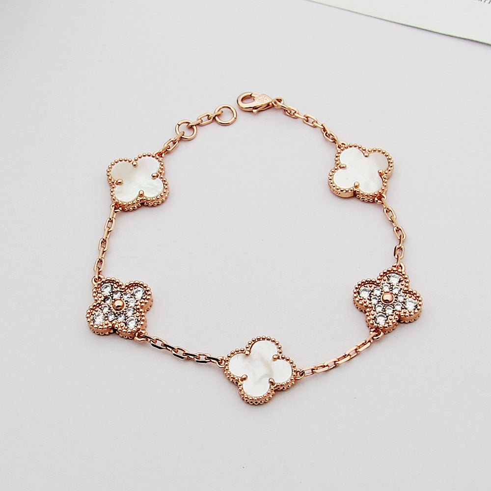 VEM32 Hot Sale Fashion 18k Akin Gold 4 Flowers Bracelet&bangle for Woman Size Jewelry Gift