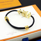 LEM386  New Arrive Fashion Open Flower Bracelet Metal Letter Wristband Bracelet Couple Accessories for Woman