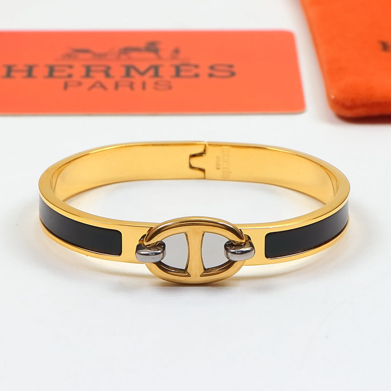 HEM75 Stainless Steel Wedding gold silver color Pig nose enamel bracelet bangle Bague Femme for woman gift