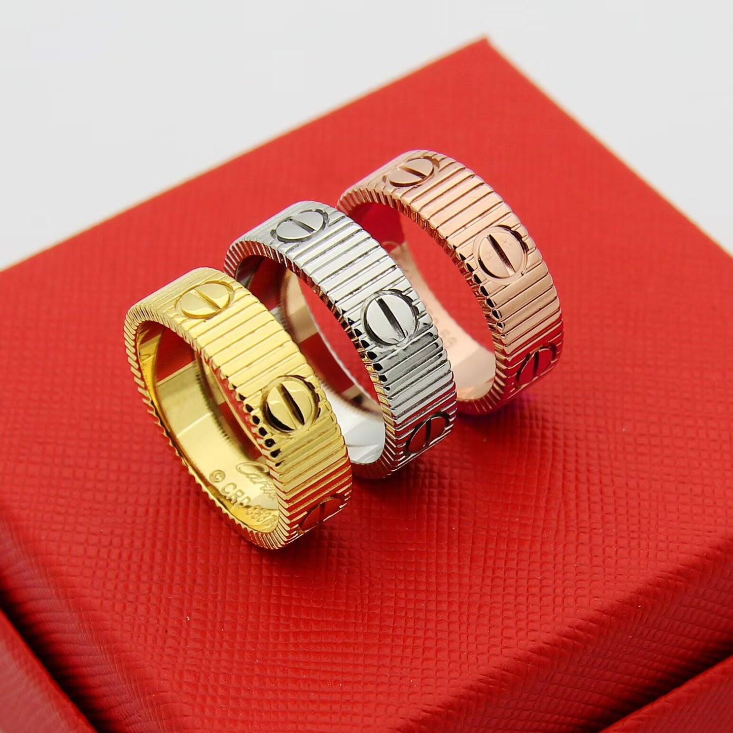 CEM119 Titanium steel CARTER love Rings for Women Men Couples Anel Cubic Zirconia Wedding Rings Bands Bague Femme 6mm