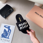 MIU06 Designer women Slippers black white bown peach red color sandals shoes for women high quality size 35 to 43