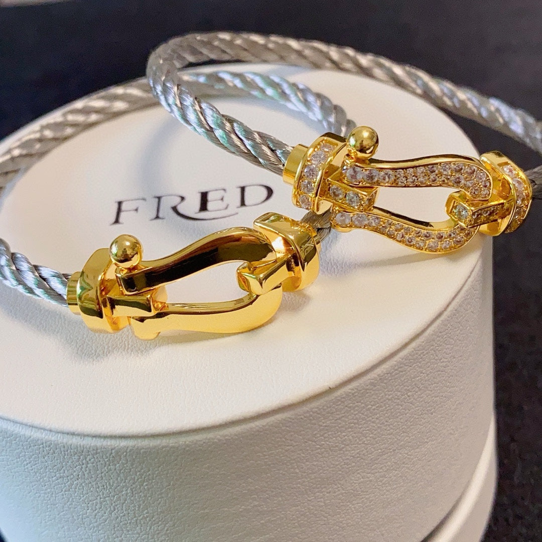 FEM20 designer bracelet luxury jewlery designer for women Fred Horseshoe buckle bracelet with stone and no stone and full of stone 3 styles