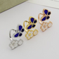 VEM36 New enamel butterfly four-leaf clover double flower ring - a luxurious niche high-end and fashionable design with an elegant style for the finger
