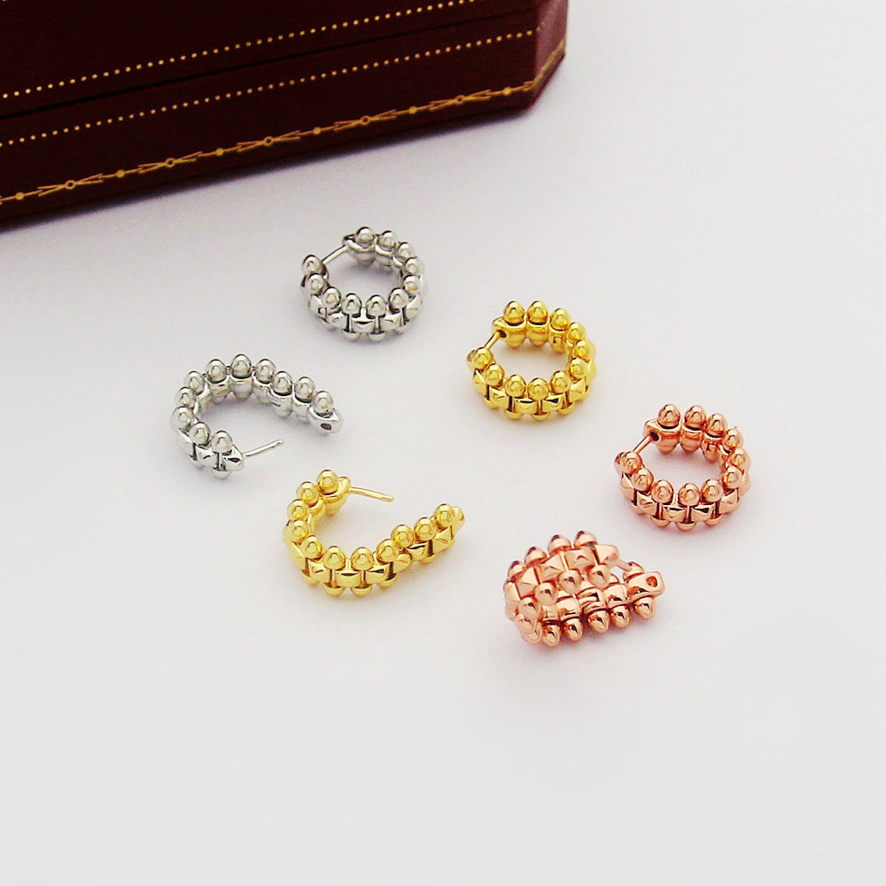 CREM213 New Arrive Fashion  Hot Sale Bullet Ear Buckles C-shaped Earring  for Woman Jewelry To Choose Gift