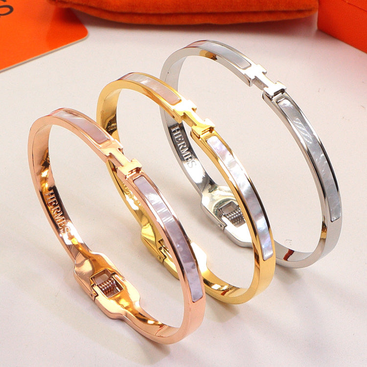 HEM80 New arrive Fashion  Stainless Steel Shell bracelet gold silver color bracelet bangle Bague Femme for woman gift