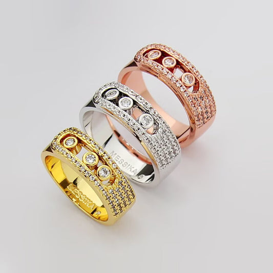 MEN18 New Classic Ring Brand Designer Titanium Steel Ring Gold with stones Ring Women Mens  Ring Love Promise Jewelry