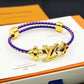 LEM388  New Fashion Open Flower Bracelet Metal Letter Wristband Bracelet Couple Accessories for Woman