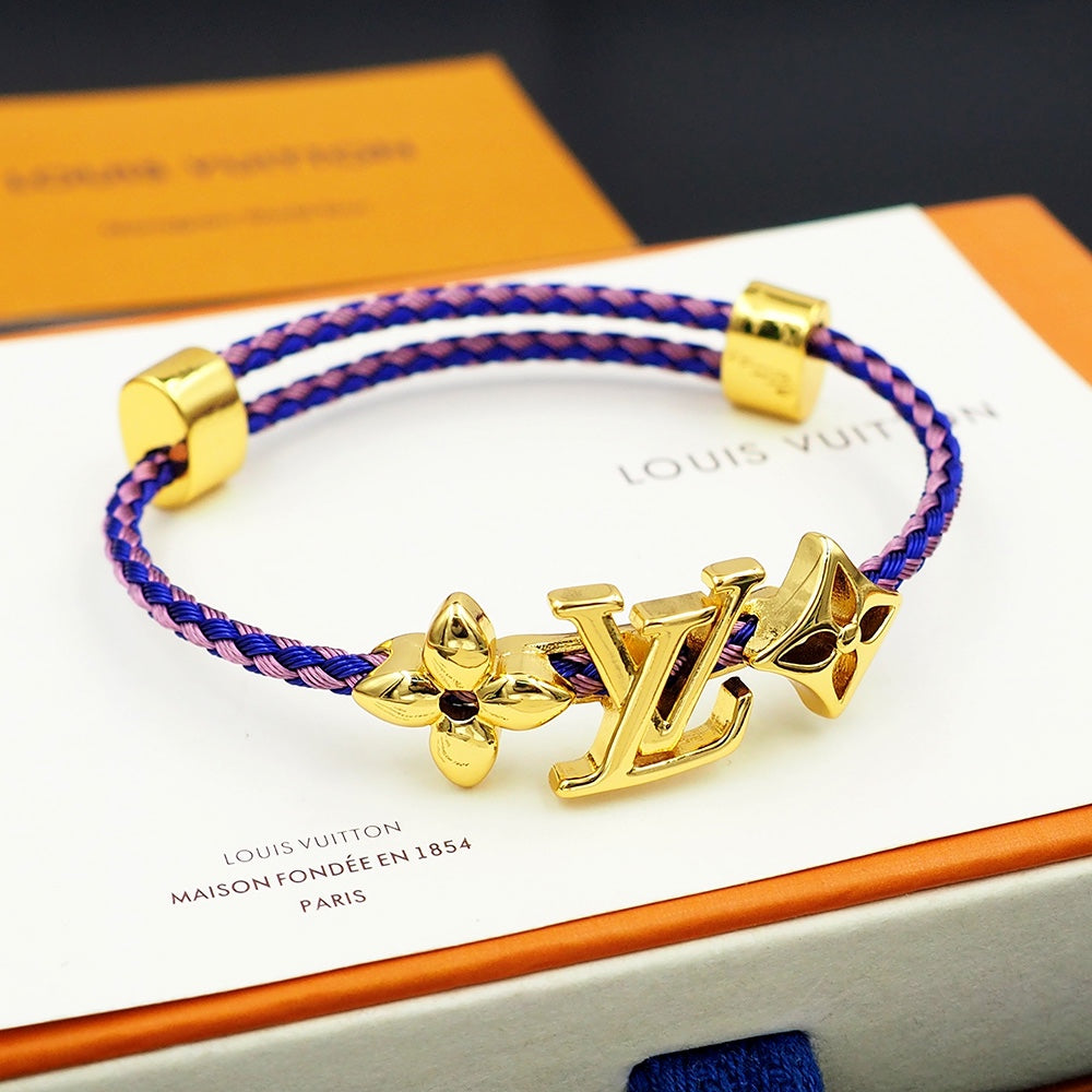 LEM388  New Fashion Open Flower Bracelet Metal Letter Wristband Bracelet Couple Accessories for Woman