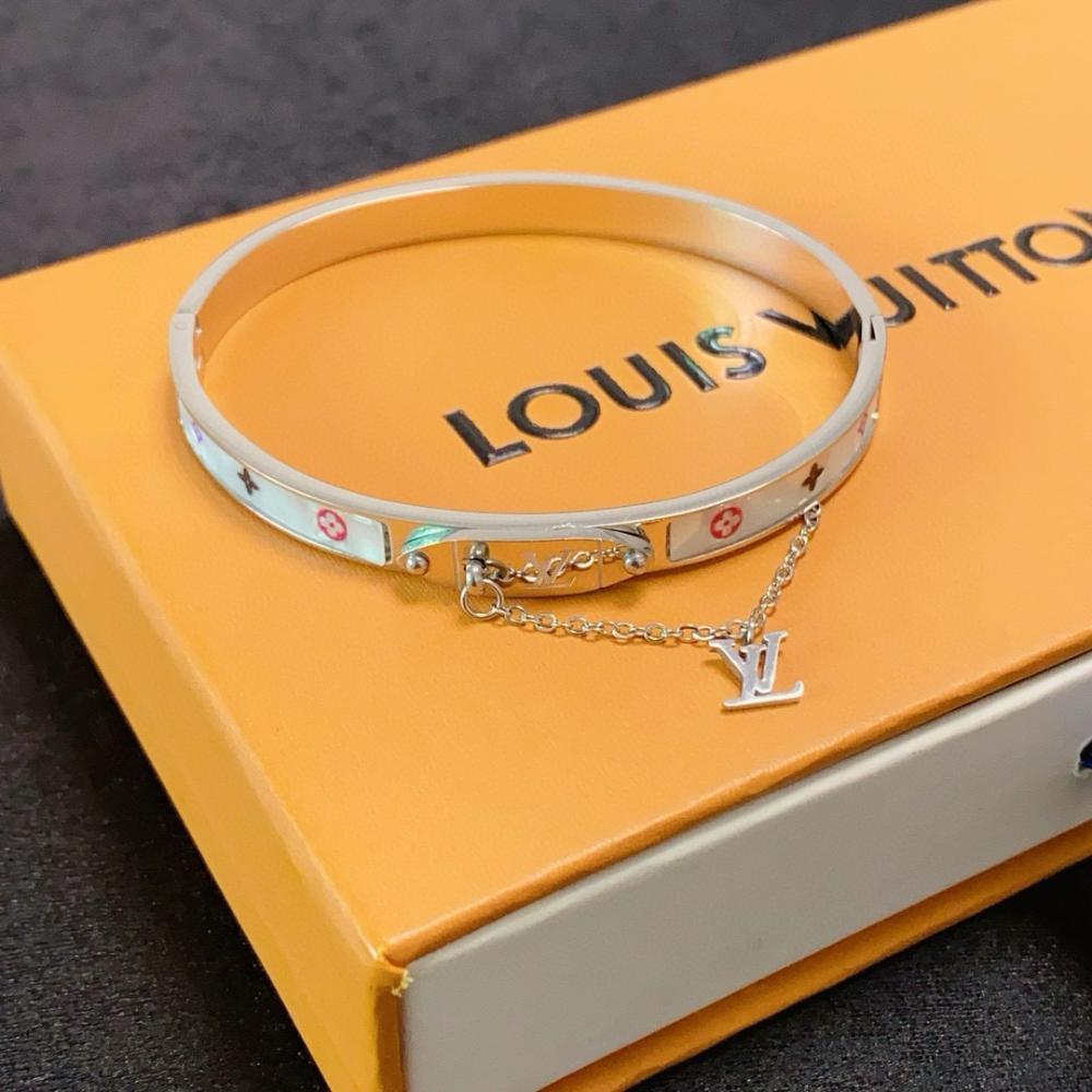 LEM399 New Fashion Open Flower Silver Color Bracelet Metal Letter Wristband Bracelet Couple Accessories for Woman