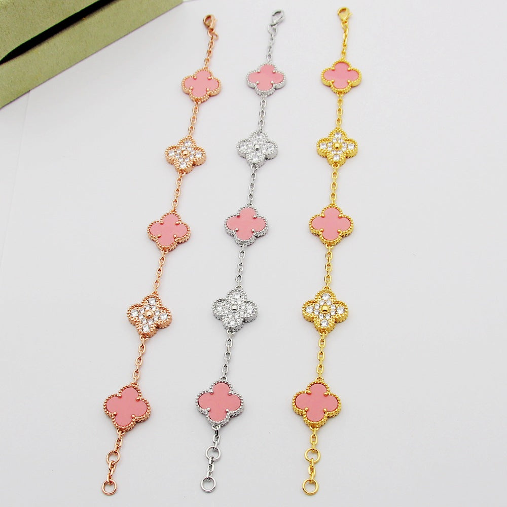 VEM32 Hot Sale Fashion 18k Akin Gold 4 Flowers Bracelet&bangle for Woman Size Jewelry Gift