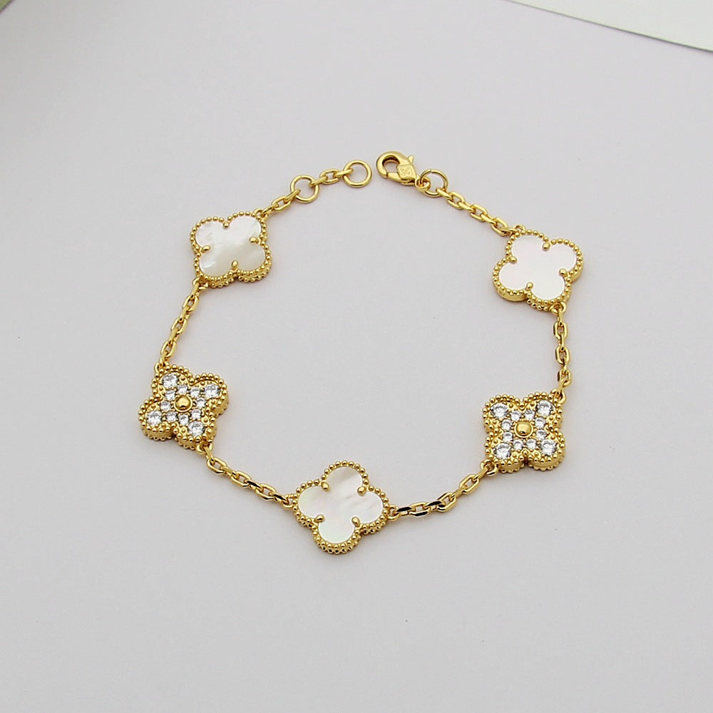 VEM32 Hot Sale Fashion 18k Akin Gold 4 Flowers Bracelet&bangle for Woman Size Jewelry Gift