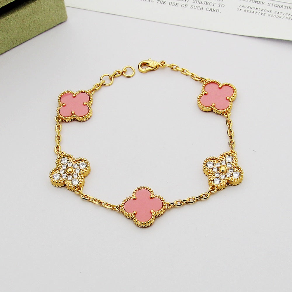 VEM32 Hot Sale Fashion 18k Akin Gold 4 Flowers Bracelet&bangle for Woman Size Jewelry Gift