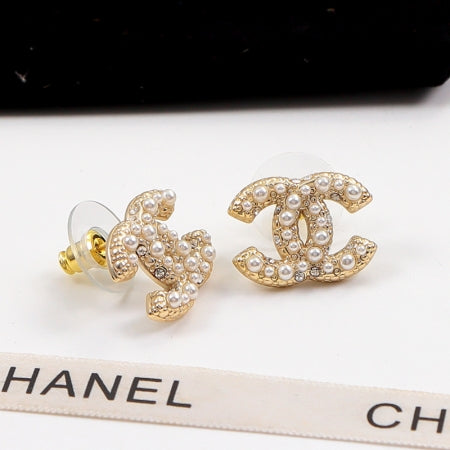 CEM191 Classic Titanium Steel Earring Designer 18K Gold Cubic Pearl Pendant Stud Earring  Women Mens  Love Promise Jewelry