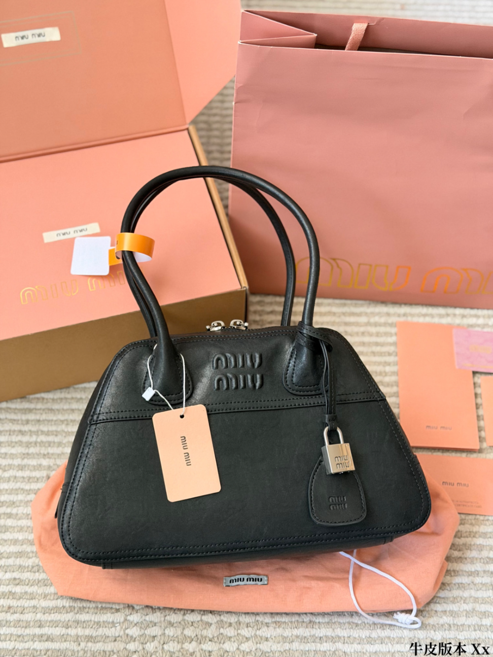 MIU08  New arrive fashion black brown pink white coffee bag for woman hands bag beautiful gift to choose gift   32*22cm