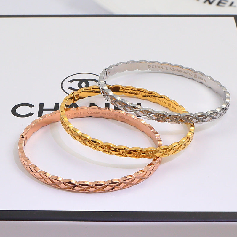CEM187  Fashion  Stainless Steel 3 Color Bracelet Gold Silver Color Bracelet Bangle Bague Femme for Woman Gift
