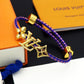 LEM388  New Fashion Open Flower Bracelet Metal Letter Wristband Bracelet Couple Accessories for Woman