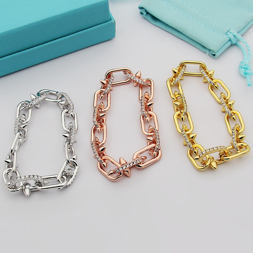 TEM02 Full diamond  Bracelets for women  Bangles men charm bracelet Couple Jewelry