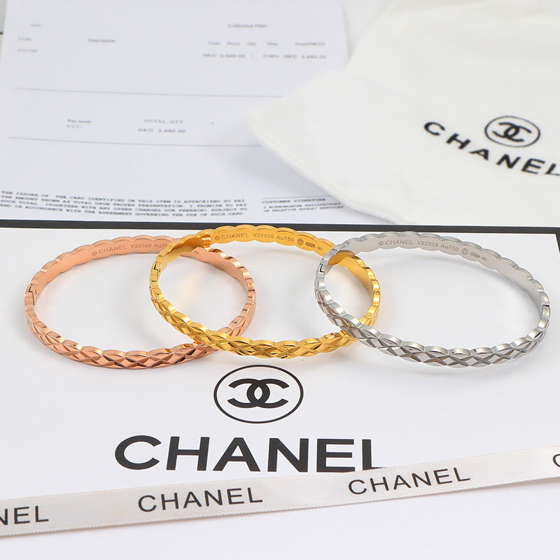 CEM187  Fashion  Stainless Steel 3 Color Bracelet Gold Silver Color Bracelet Bangle Bague Femme for Woman Gift