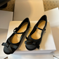 CEM298 New satin low-heeled Mary Jane shoes - Butterfly knot flat style fashionable and gentle women's shoes The color is exquisite and it is an excellent gift choice