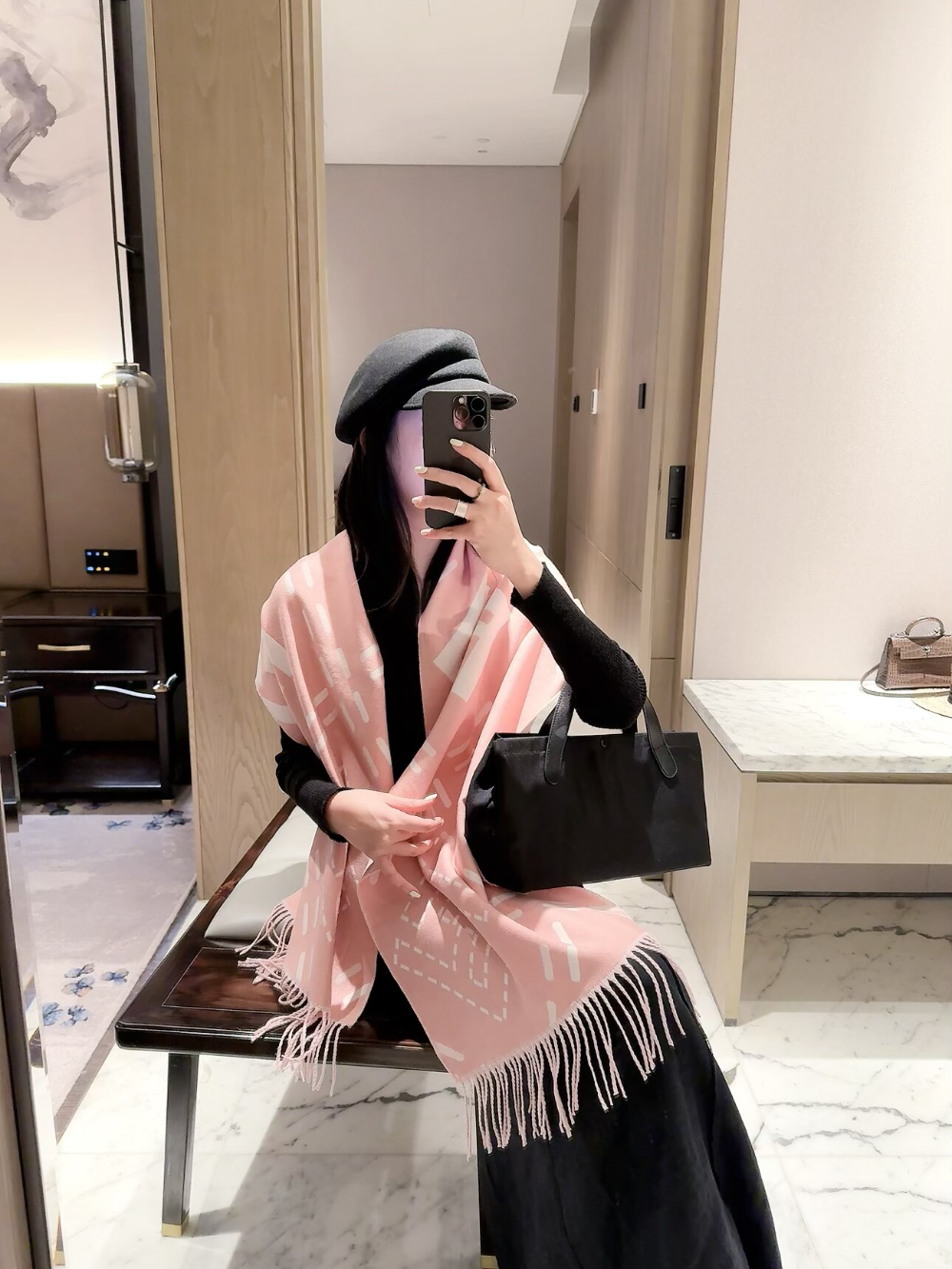 FEM29 new arrive  Hot sale black pink color fashion beautiful  scarf  for woman gift  to choose size 45*210cm
