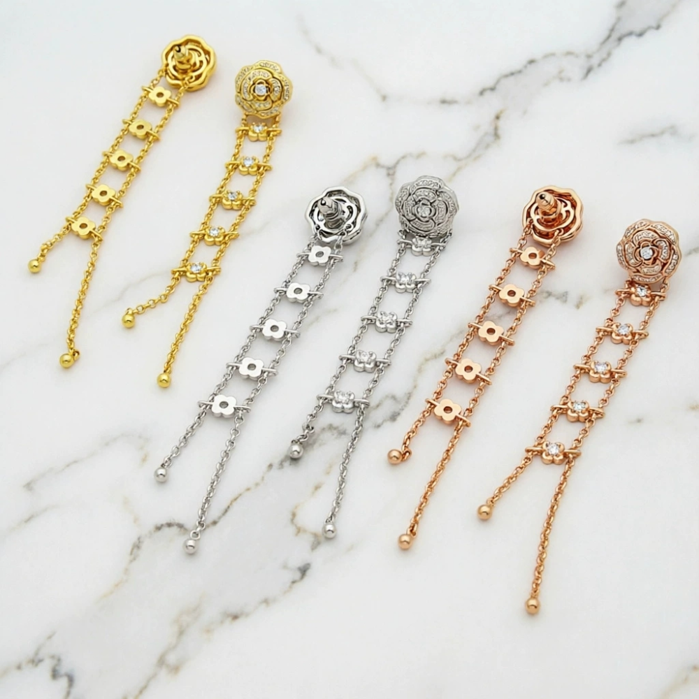 CEM287 New Arrive Silver Gold Color Rose Gold Earring Fashion Design Earring Charm for Women Jewelry  9.5cm Long