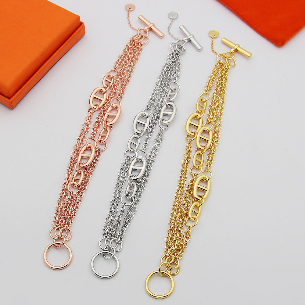 HEM85 Fashion  Stainless Steel 20CM Color Bracelet Gold Silver Color Bracelet Bangle Bague Femme for Woman Gift