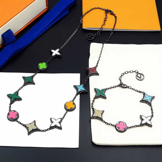 LEM468 New trendy multi-color four-leaf collar chain bracelet personalized luxury high-end accessory available as a gift option