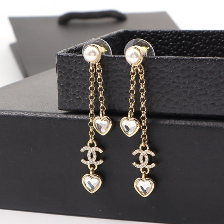 CEM192 Classic Long Earring Designer 18K Gold Cubic Pearl Pendant Stud Earring  Women Mens  Love Promise Jewelry