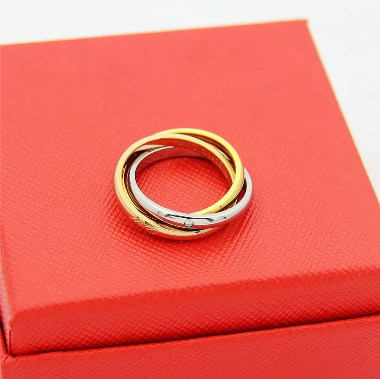 CREM207 Titanium Steel Love 3Rings with Stone for Women Men Couples Wedding Rings Bands Bague Femme