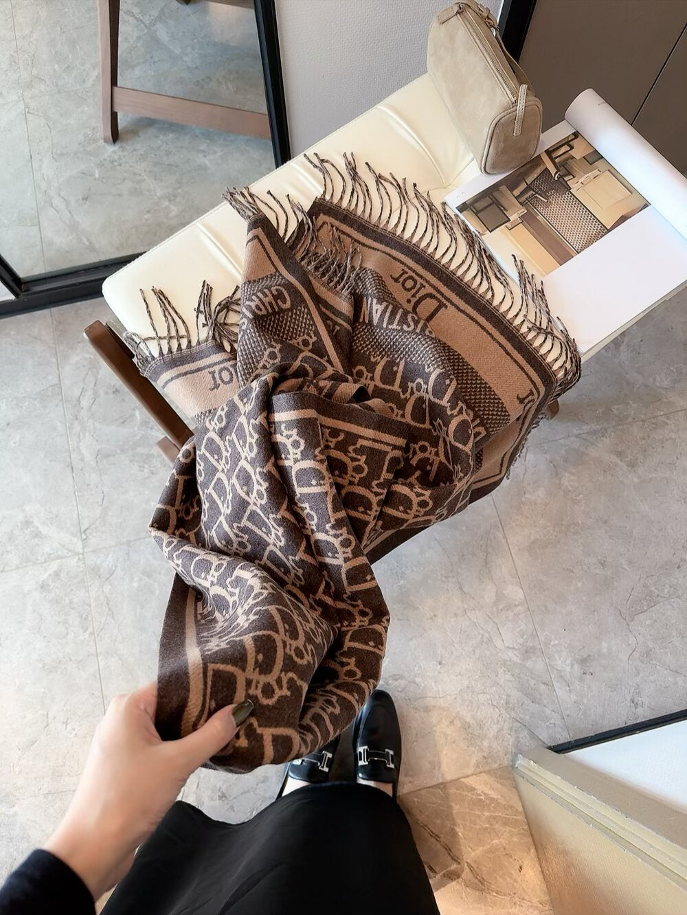 DEM234 Scarf Designer Classic Plaid Women Man Designer Scarf 100% Cashmere Scarves For Winter Warm Womens and mens Long Wrs