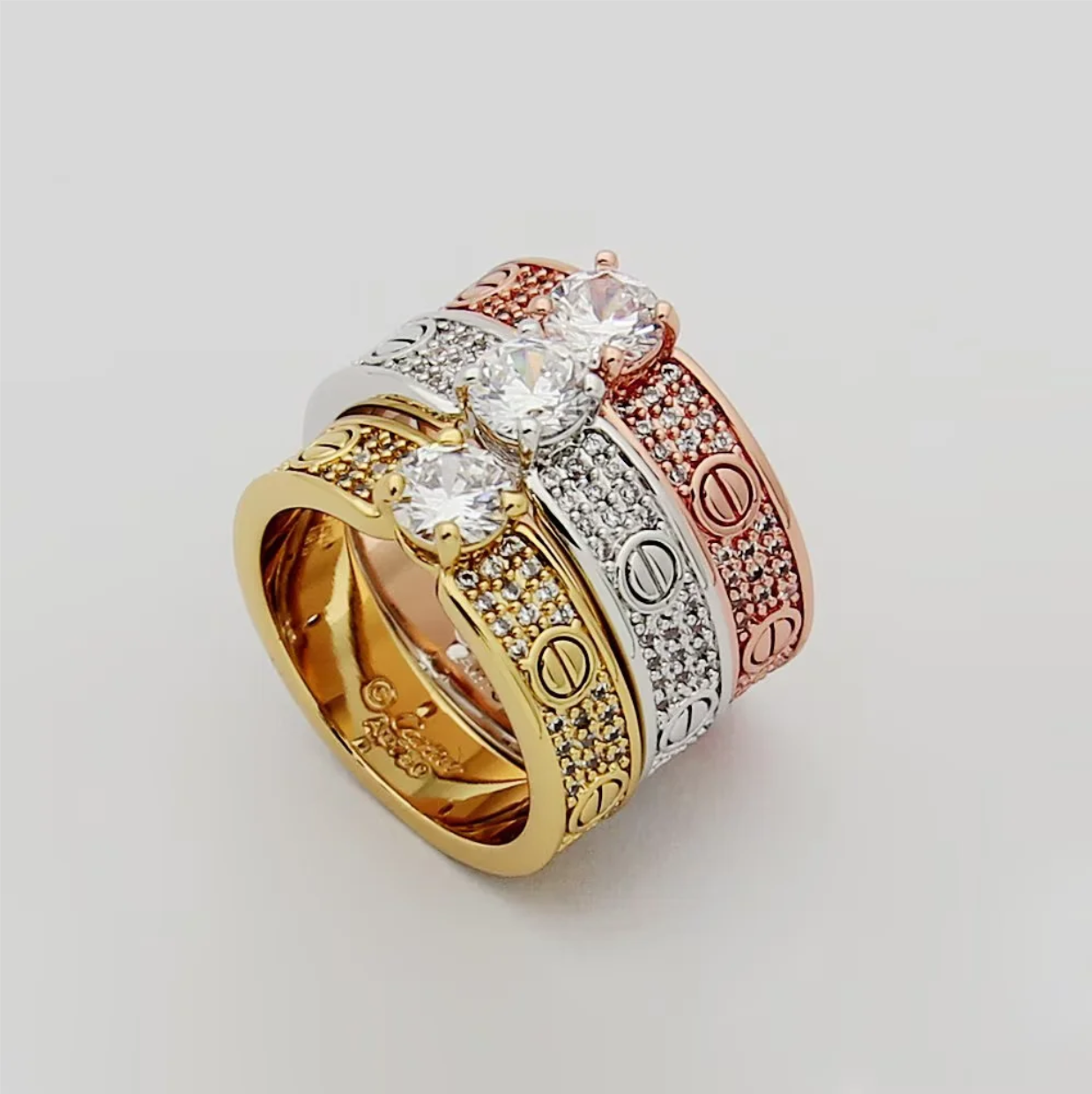 CREM209 Titanium Steel Love with Diamond Stone for Women Men Couples Wedding Rings Bands Bague Femme