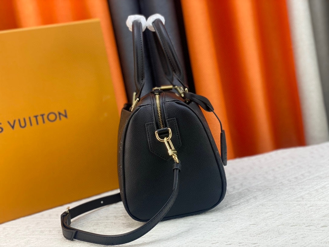 LEM290 Handbag Large Capacity Tote Bag Women Shoulder Handbag Patchwork Color Canvas Genuine Leather Hasp Lady Crossbody Bags Removable Strap Double Handle 25*19CM